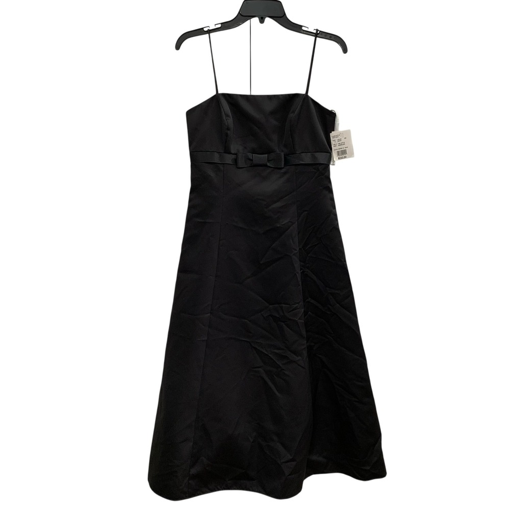 David's Bridal Black Satin Empire Dress Size 6 Bow A-Line Formal NWT
